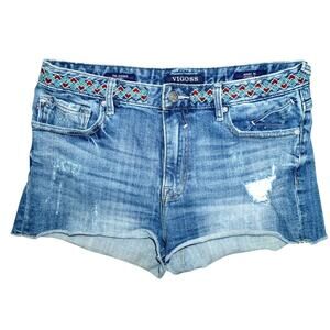 Vigoss “The Jagger” Embroidered Denim Shorts – Size W31 L2 – Tribal Waistband